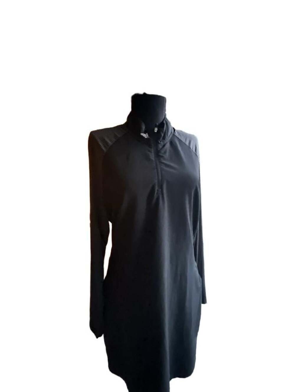 Adidas Long Sleeve Athletic Dress Black Gray Mock Neck